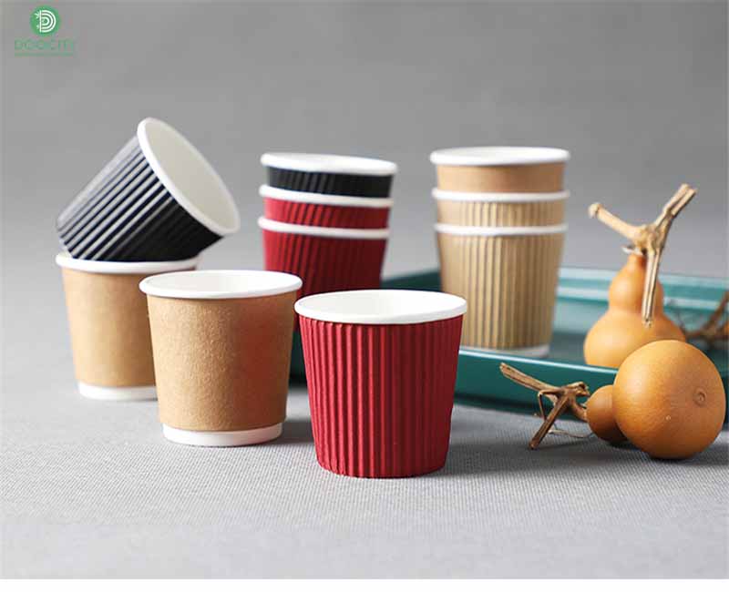 Bamboo fiber double wall personal paper coffee cups 16 oz